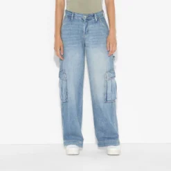 Women's Mid Rise Wide Leg Cargo Jeans - Wild Fable™