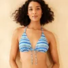 Women's Tie-Front Triangle Bikini Top - Wild Fable™ Blue Multi Striped