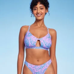 Women's Paisley Print Cut Out Bralette Bikini Top - Wild Fable™ Blue/Pink -Herday Fashion GUEST 05a87e1e 09fb 4fd5 a1ca 034e8f4e13b8