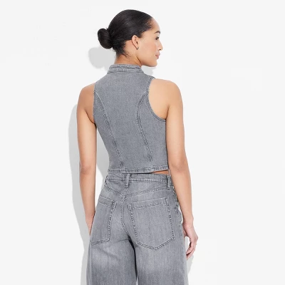 Women's Zip-Up Denim Moto Vest - Wild Fable™ 4 Women's Zip-Up Denim Moto Vest - Wild Fable™ - Image 2