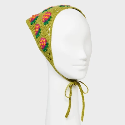 Knitted Strawberry Headscarf - Wild Fable™ Green: Acrylic Hair Wrap For Styling & Securing 3 Knitted Strawberry Headscarf - Wild Fable™ Green: Acrylic Hair Wrap For Styling & Securing