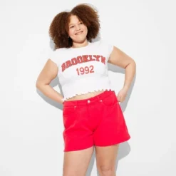 Women's Heritage Curvy Mid-Rise Denim Shorts - Wild Fable™ Dark Red -Herday Fashion GUEST 0b61242e 0292 4797 90c9 7059191252a7