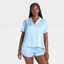 Women's Satin Short Sleeve Notch Collar Shirt And Shorts Pajama Set - Wild Fable™ -Herday Fashion GUEST 0c3b86a0 68a3 45ba a0be 86d5d453b72b