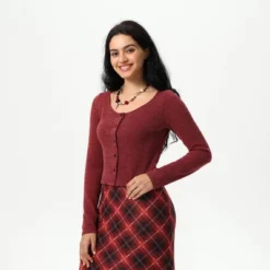 Women's Knit Button-Front Cardigan - Wild Fable™ Dark Red -Herday Fashion GUEST 0ea3add6 f7e7 4b2c 96f4 96b395b3dba6