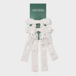 Ribbon Bow Pelican Hair Clip Set 2pc - Wild Fable⢠White/Light Pink