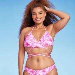 Women's Wrap Bralette Bikini Top - Wild Fable™ Pink Heart Print -Herday Fashion GUEST 0ffaa5a5 106d 40db 9613 2fa06933c7f7