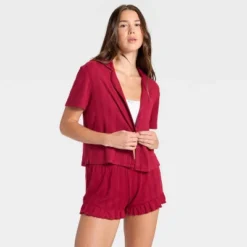Women's Pointelle Notch Collar Shirt And Shorts Pajama Set - Wild Fable™ -Herday Fashion GUEST 11010383 3aef 438e afc9 f5ea584a6c64