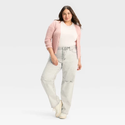 Women's High-Rise Straight Jeans - Wild Fable™ Light Gray Wash 4 Women's High-Rise Straight Jeans - Wild Fable™ Light Gray Wash - Image 2