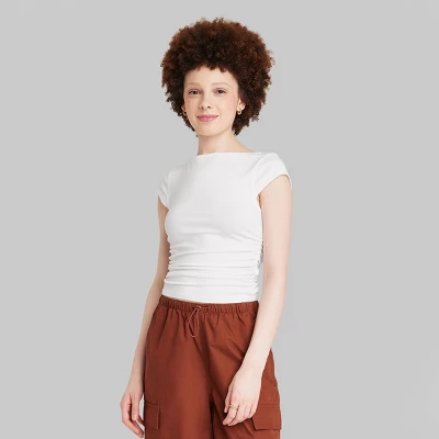 Women's Cap Sleeve Ruched Side Seam T-Shirt - Wild Fable™ 5 Women's Cap Sleeve Ruched Side Seam T-Shirt - Wild Fable™ - Image 3