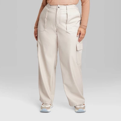 Women's High-Rise Straight Leg Faux Leather Cargo Pants - Wild Fable™ 4 Women's High-Rise Straight Leg Faux Leather Cargo Pants - Wild Fable™ - Image 2
