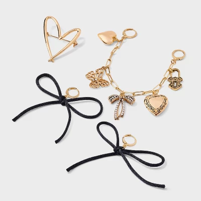 Hearts And Bows Shoe Charm Set - Wild Fable™ Gold 3 Hearts And Bows Shoe Charm Set - Wild Fable™ Gold