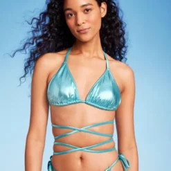 Women's Foil Triangle Bikini Top - Wild Fable™ Teal Green -Herday Fashion GUEST 1bfb7970 5b23 4a6e 8867 f3291d375600