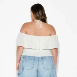 Women's Smocked Ruffle Sleeve Open-Neck Halter Top - Wild Fable™ Off-White -Herday Fashion GUEST 1cee6355 0948 48c4 8d90 3a2d7c508274