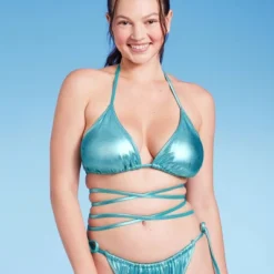 Women's Foil Triangle Bikini Top - Wild Fable™ Teal Green -Herday Fashion GUEST 1f1d8e88 225b 4d95 9df7 51dbd4275fdf