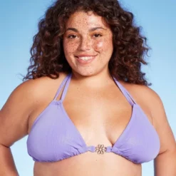 Women's Flower Charm Lurex Plisse Textured Triangle Bikini Top - Wild Fable™ Purple 6 Women's Flower Charm Lurex Plisse Textured Triangle Bikini Top - Wild Fable™ Purple -Herday Fashion GUEST 2134fcb2 5de3 40ef a839 fdc789bb17d0