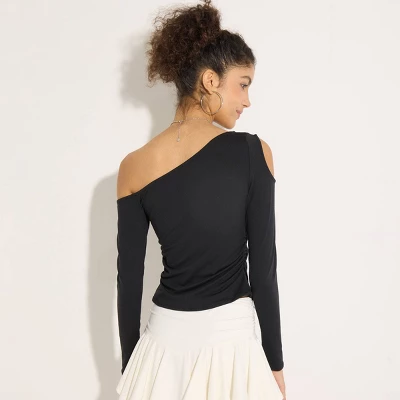 Women's One-Shoulder Long Sleeve Knit Top - Wild Fable™ 4 Women's One-Shoulder Long Sleeve Knit Top - Wild Fable™ - Image 2