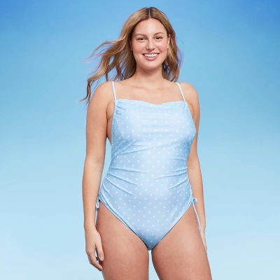 Women's Side-Cinch Detail Extra High Leg Cheeky One Piece Swimsuit - Wild Fable™ Blue 8 Women's Side-Cinch Detail Extra High Leg Cheeky One Piece Swimsuit - Wild Fable™ Blue - Image 6