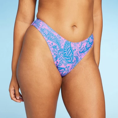 Women's Paisley Print Low-Rise Cheeky High Leg Bikini Bottom - Wild Fable™ Blue/Pink 5 Women's Paisley Print Low-Rise Cheeky High Leg Bikini Bottom - Wild Fable™ Blue/Pink - Image 3