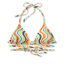 Women's Tie-Front Triangle Bikini Top - Wild Fable™ Multi Striped -Herday Fashion GUEST 29213c56 a516 4058 9663 681e292bbaf9