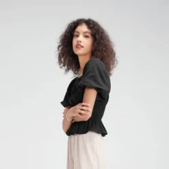 Women's Shirred Puff Sleeve Blouse - Wild Fable™ -Herday Fashion GUEST 29cffb79 b2e2 434e 86e8 3ab036567953