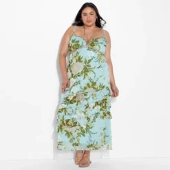 Women's Tie Front Ruffle Midi A-Line Dress - Wild Fable™ Blue -Herday Fashion GUEST 2a1ef3ff 9cbb 44dc 9aa4 910a9c2dbbd8