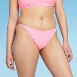 Women's Wavy Terry Textured High Leg Extra Cheeky Bikini Bottom - Wild Fable™ Light Pink -Herday Fashion GUEST 2ad8a91c e333 497e a5c8 b7eef54ad562