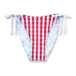 Women's Heart Print Reversible Ruffle Edge Low Rise High-Leg Cheeky Side-Tie Bikini Bottom - Wild Fable™ Red/White/Blue -Herday Fashion GUEST 2c0d7753 0b43 42d0 8688 213159c2b386