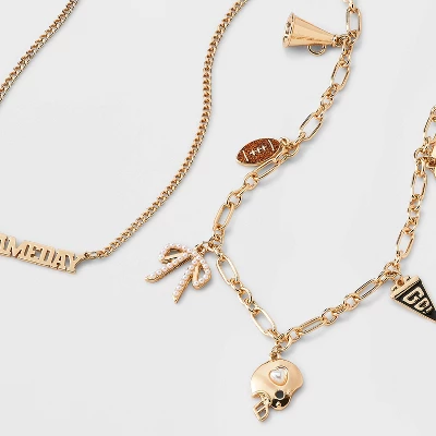 Game Day Charm Necklace Set 2pc - Wild Fable™ Gold 4 Game Day Charm Necklace Set 2pc - Wild Fable™ Gold - Image 2