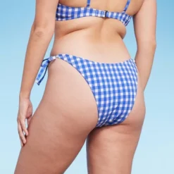 Women's Side-Tie Ultra High Leg Super Cheeky Bikini Bottom - Wild Fable™ Cobalt Blue Gingham Print -Herday Fashion GUEST 2e2eb894 4f03 45bd 8a07 34951ade2024