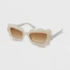 Women's Solid Plastic Novelty Marbleized Cateye Sunglasses - Wild Fable™ Ivory 1 Women's Solid Plastic Novelty Marbleized Cateye Sunglasses - Wild Fable™ Ivory -Herday Fashion GUEST 2e3772be d508 43eb 902d a167b336eb25