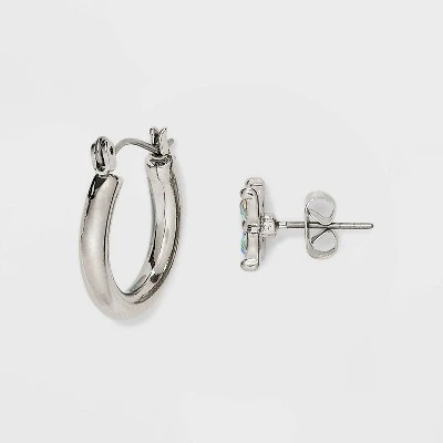 Mixed Heart Butterfly Icon Cubic Zirconia Hoop Earring Set 18pc - Wild Fable™ Silver 3 Mixed Heart Butterfly Icon Cubic Zirconia Hoop Earring Set 18pc - Wild Fable™ Silver