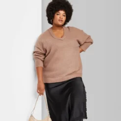 Women's V-Neck Fuzzy Oversized Pullover Sweater - Wild Fable™ -Herday Fashion GUEST 2f9639a9 15d2 46b0 88f1 0db762518b69