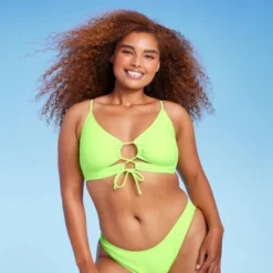 Women's Lace-Up Longline Bikini Top - Wild Fable™ Neon Green -Herday Fashion GUEST 32581074 392e 407d af6c eaf20308a447
