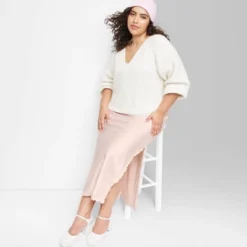 Women's Satin Lace Trim Midi Skirt - Wild Fable™ -Herday Fashion GUEST 351374e9 b80c 4b8c a993 5a1ec9a575df