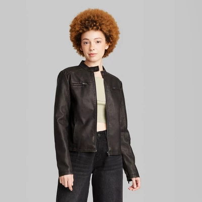 Women's Faux Leather Racing Jacket - Wild Fable™ 3 Women's Faux Leather Racing Jacket - Wild Fable™