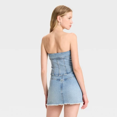 Women's Zip-Front Denim Tube Top - Wild Fable™ 3 Women's Zip-Front Denim Tube Top - Wild Fable™