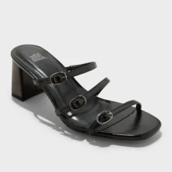 Women's Asterin Triple Buckle Heels With Memory Foam Insole - Wild Fable™ Black -Herday Fashion GUEST 3dc46cd5 3049 4e47 ab94 bc1666e7365e