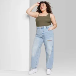 Women's High-Rise 90's Relaxed Slashed Straight Jeans - Wild Fable™ Light Wash -Herday Fashion GUEST 40412feb cf46 4ffc 8d44 02e1b641df60