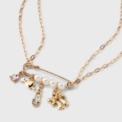 Pearl Pin With Heart And Bow Charm Necklace - Wild Fable™ Gold 7 Pearl Pin With Heart And Bow Charm Necklace - Wild Fable™ Gold -Herday Fashion GUEST 41020807 a34e 4904 8c18 211c09dc1a87