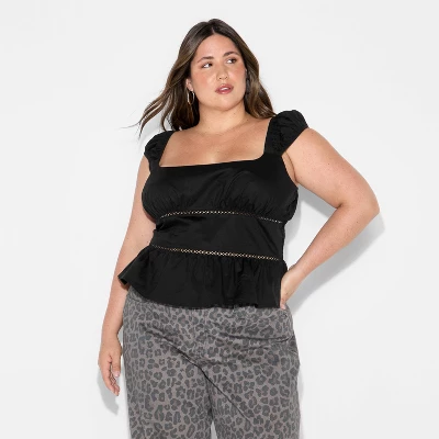 Women's Cap Sleeve Squareneck Peplum Top - WIld Fable™ 3 Women's Cap Sleeve Squareneck Peplum Top - WIld Fable™