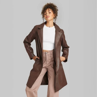 Women's Faux Leather Trench Coat - Wild Fable™ 3 Women's Faux Leather Trench Coat - Wild Fable™