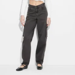 Women's Mid-Rise Barrel Cargo Pants - Wild Fable™