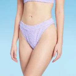 Women's Wavy Terry Textured Mid-Waist Ultra High Leg Cheeky Bikini Bottom - Wild Fable™ Lilac Purple -Herday Fashion GUEST 4662ba71 55cb 4eb0 87ec 6877d007f114