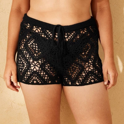 Women's Drawstring Crochet Swim Cover Up Shorts - Wild Fable™ 5 Women's Drawstring Crochet Swim Cover Up Shorts - Wild Fable™ - Image 3