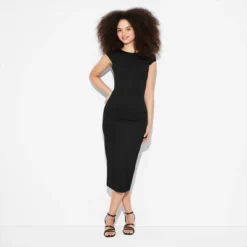 Women's Cap Sleeve Ribbed Midi T-Shirt Dress - Wild Fable™