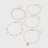 Dainty Chain With Butterfly Charm Choker Necklace Set 5pc - Wild Fable™ Gold: Brass Material, Lobster Claw Clasp, 12" Length