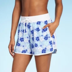 Women's 4" Inseam High Waist Lace-Up Board Shorts - Wild Fable™ Blue Floral Print -Herday Fashion GUEST 5597a22c 8312 4f78 b6eb 8eb592e1b60b