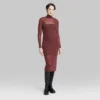 Women's Long Sleeve Lurex Mesh Midi Dress - Wild Fable™ Burgundy -Herday Fashion GUEST 56112ec1 e750 4400 91bf bf8bb2bfa25f