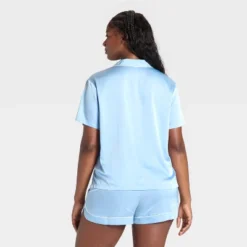 Women's Satin Short Sleeve Notch Collar Shirt And Shorts Pajama Set - Wild Fable™ -Herday Fashion GUEST 57948612 daf1 4ef1 bcd8 03ace95aff35