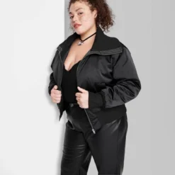 Women's Satin Bomber Jacket - Wild Fable™ -Herday Fashion GUEST 5a2e537b 386f 4b86 b4c1 4c96042aeab6